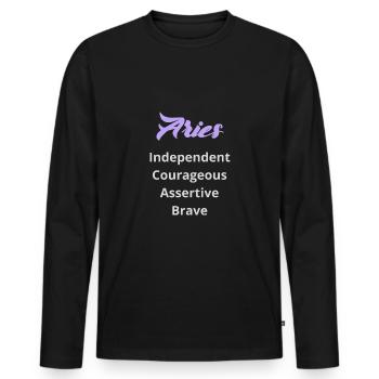 Logo signe astrologique " Bélier" - T-shirt manches longues Premium bio Homme - noir - Devant - Nico (187cm)