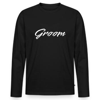 Mariage Mariage Fiançailles Groom JGA - T-shirt manches longues Premium bio Homme - noir - Devant - Nico (187cm)