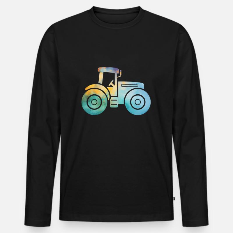 Traktor - Männer Premium Bio Langarmshirt - Schwarz