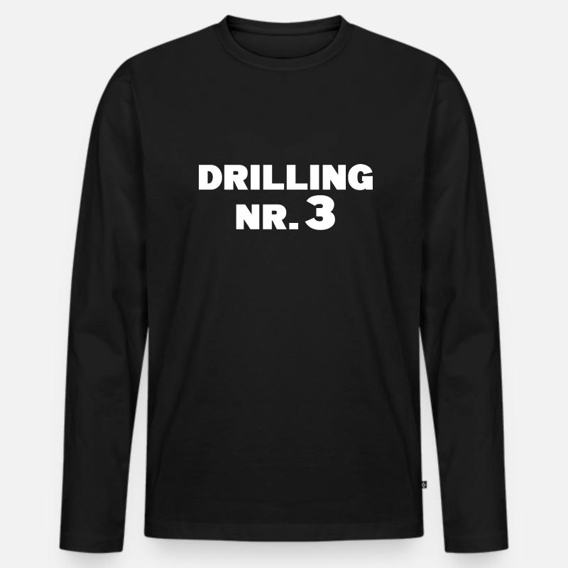 Drilling Nr 3 Drillinge Partnerlook - Männer Premium Bio Langarmshirt - Schwarz