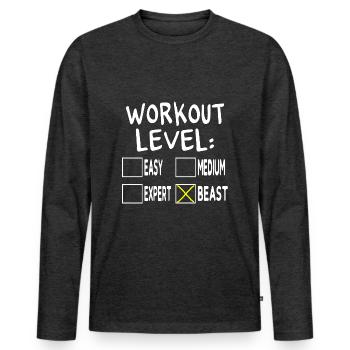Workout Level - Männer Premium Bio Langarmshirt - Anthrazit meliert - Vorne - Nico (187cm)