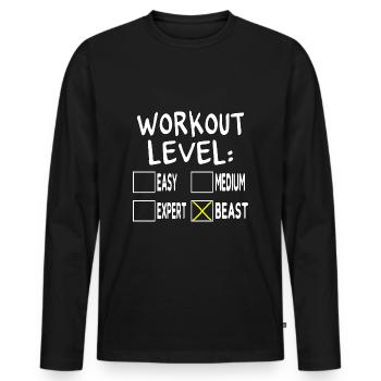 Workout Level Beast - T-shirt manches longues Premium bio Homme - noir - Devant - Nico (187cm)