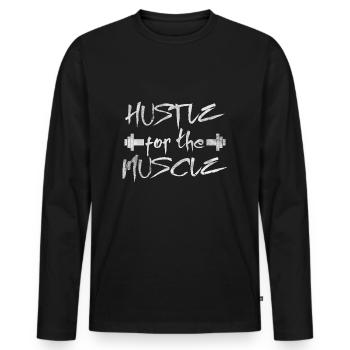 Hustle for the Muscle - T-shirt manches longues Premium bio Homme - noir - Devant - Nico (187cm)