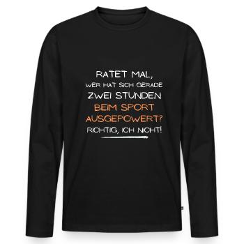 beim sport ausgepowert ich nicht geschenk idee - Männer Premium Bio Langarmshirt - Schwarz - Vorne - Nico (187cm)