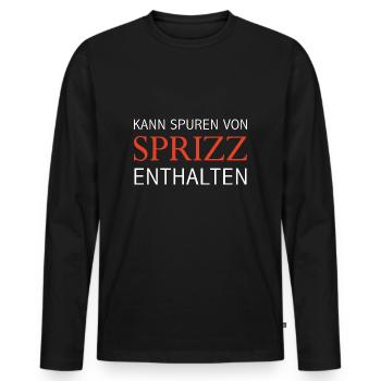 Kann Spuren von Sprizz enthalten - Männer Premium Bio Langarmshirt - Schwarz - Vorne - Nico (187cm)