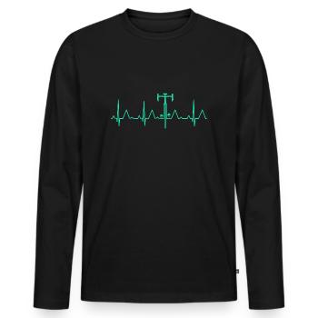 CYCLIST HEARTBEAT CARDIOGRAM CYCLING ROAD BIKE - Men's Premium Organic Long Sleeve Shirt - black - Front - Nico (187cm)