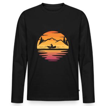 Sunset Canoeing amant canoë canoë canoë canoë canoë- canoë - T-shirt manches longues Premium bio Homme - noir - Devant - Nico (187cm)