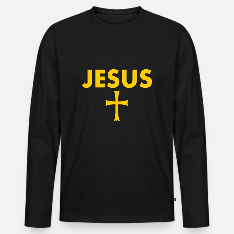 Jesus kreuz - Männer Premium Bio Langarmshirt - Schwarz