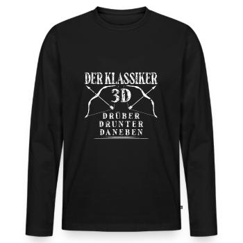 3D Bogensport Geschenk für Bogenjagd Bogenschießen - Männer Premium Bio Langarmshirt - Schwarz - Vorne - Nico (187cm)