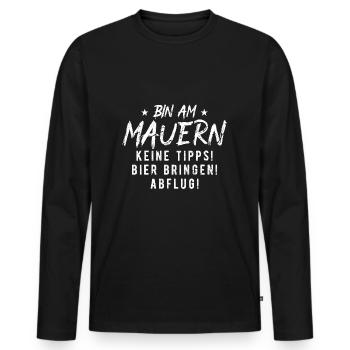 Baustelle Bauarbeiter Handwerker Beruf Maurer - Männer Premium Bio Langarmshirt - Schwarz - Vorne - Nico (187cm)