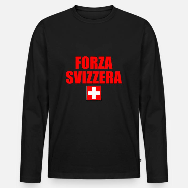 Schweizer Stärke - Männer Premium Bio Langarmshirt - Schwarz
