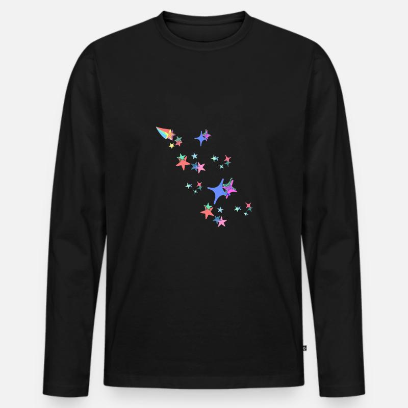 Sterne,stern, bunte Sterne, comic - Männer Premium Bio Langarmshirt - Schwarz