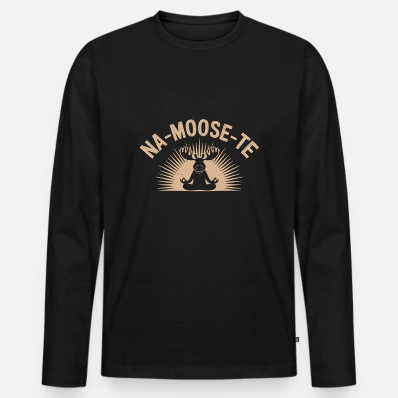 Elch Yoga Meditation - Männer Premium Bio Langarmshirt - Schwarz