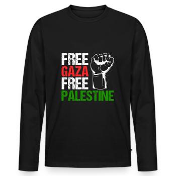 Free Gaza Free Palestine Palestine Freedom - Men's Premium Organic Long Sleeve Shirt - black - Front - Nico (187cm)