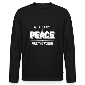 Strong Message Shirt – Love, Peace, Harmony - Men's Premium Organic Long Sleeve Shirt - black - Front - Nico (187cm)