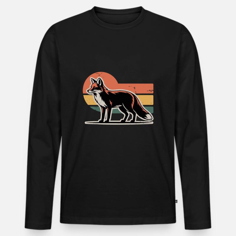 Fuchs Tier - Männer Premium Bio Langarmshirt - Schwarz