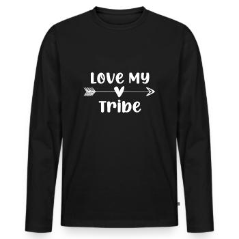 Funny Love My Tribe - Men's Premium Organic Long Sleeve Shirt - black - Front - Nico (187cm)