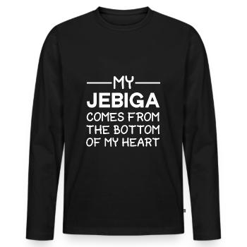 Jebiga Bottom Heart Yougoslavie Serbie Balkans - T-shirt manches longues Premium bio Homme - noir - Devant - Nico (187cm)