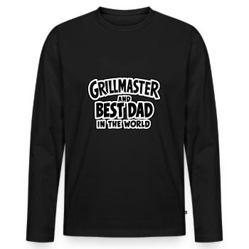 Maître du grill et meilleur papa du monde Fête des pères - T-shirt manches longues Premium bio Homme - noir - Devant - Nico (187cm)