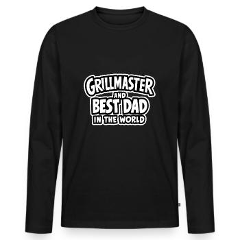 Maître du grill et meilleur papa du monde Fête des pères - T-shirt manches longues Premium bio Homme - noir - Devant - Nico (187cm)