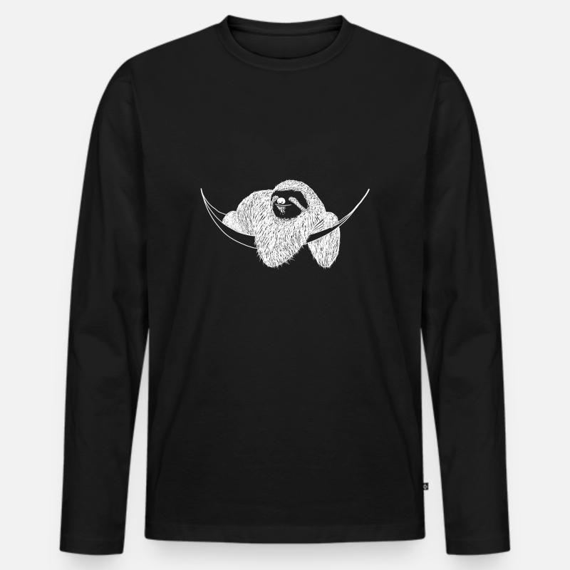 Faultier - Männer Premium Bio Langarmshirt - Schwarz