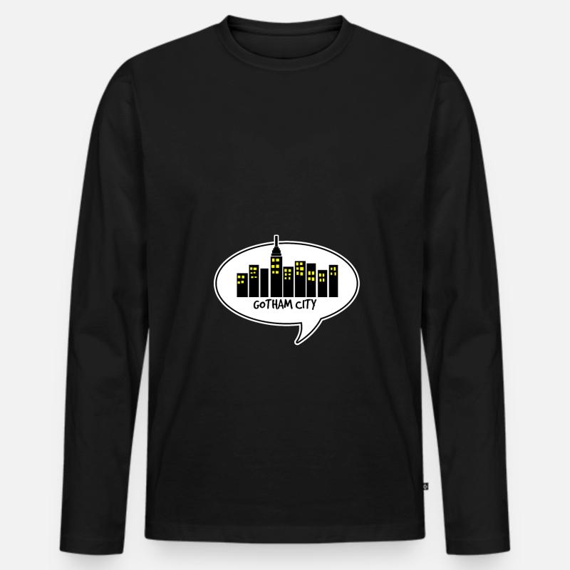 comic gotham city - Männer Premium Bio Langarmshirt - Schwarz