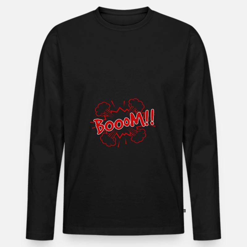 comic Boom - Männer Premium Bio Langarmshirt - Schwarz