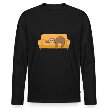 Lazy sloth laziness in lockdown - Men's Premium Organic Long Sleeve Shirt - black - Front - Nico (187cm)