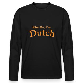 Küss mich, ich bin Holländer - Männer Premium Bio Langarmshirt - Schwarz - Vorne - Nico (187cm)