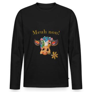 vache Meuh non! - T-shirt manches longues Premium bio Homme - noir - Devant - Nico (187cm)