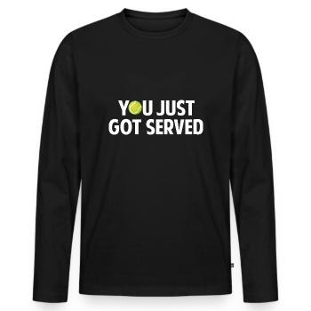 Vous venez d’être servi - T-shirt manches longues Premium bio Homme - noir - Devant - Nico (187cm)