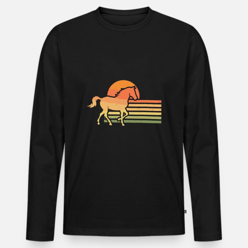 Pferd - Männer Premium Bio Langarmshirt - Schwarz