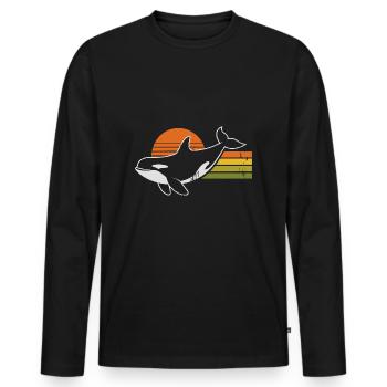 Vintage Orca Créatures de la mer Baleine de mer Orque - T-shirt manches longues Premium bio Homme - noir - Devant - Nico (187cm)