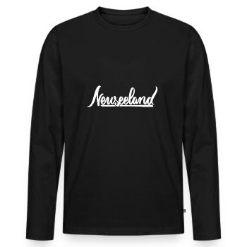 Neuseeland - Männer Premium Bio Langarmshirt - Schwarz - Vorne - Nico (187cm)