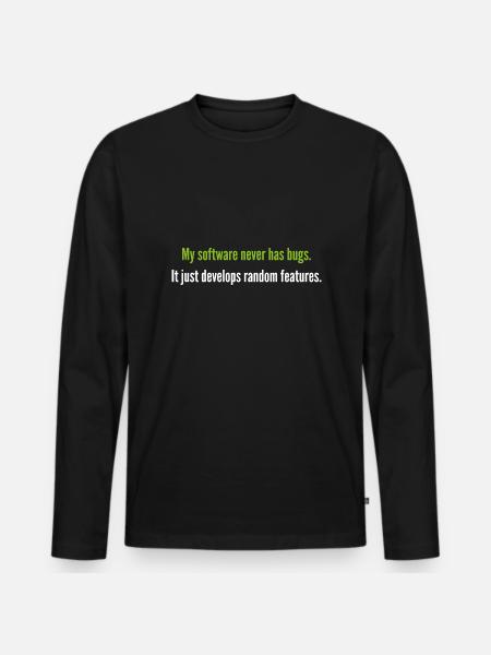 Meine Software hat nie Fehler - Männer Premium Bio Langarmshirt - Schwarz