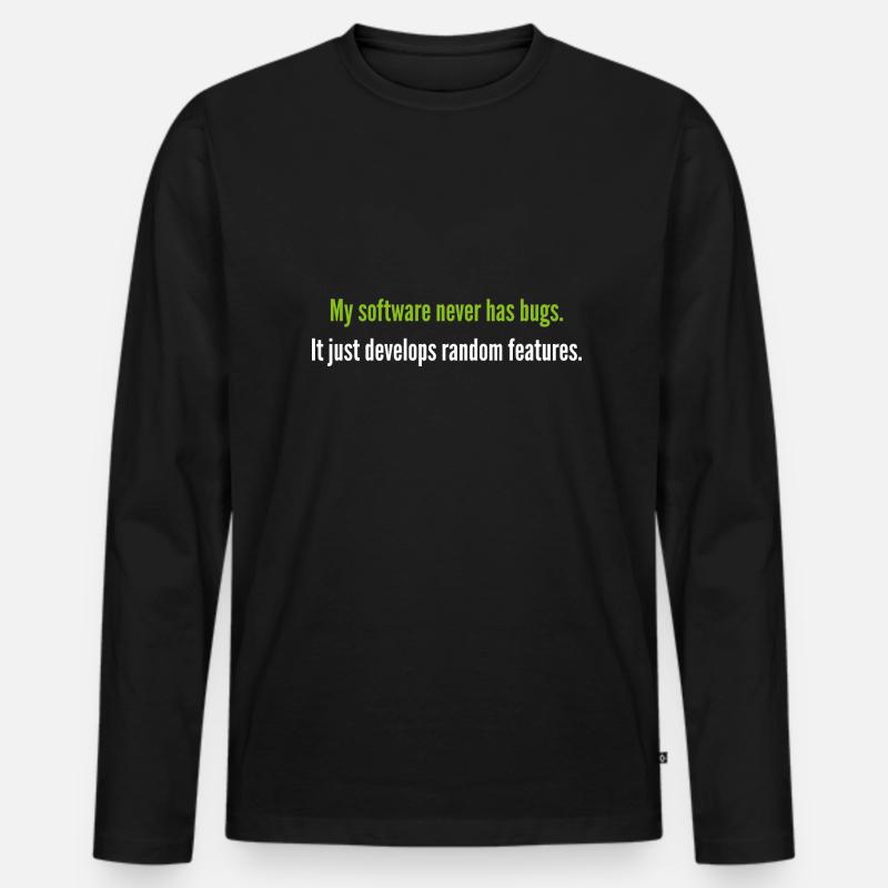 Meine Software hat nie Fehler - Männer Premium Bio Langarmshirt - Schwarz