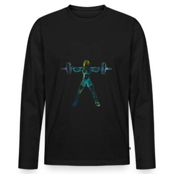 Fitness Girl - bleu pendant l'entraînement avec haltère - T-shirt manches longues Premium bio Homme - noir - Devant - Nico (187cm)