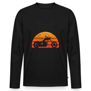 Motorrad CHOPPER Sonne Retro Geschenk Vintage - Männer Premium Bio Langarmshirt - Schwarz - Vorne - Nico (187cm)
