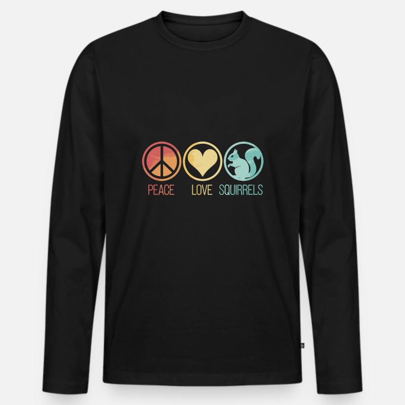 Peace Love Squirrels Eichhörnchen - Männer Premium Bio Langarmshirt - Schwarz