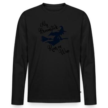 My Broomstick Runs on Wine product Drôle - T-shirt manches longues Premium bio Homme - noir - Devant - Nico (187cm)