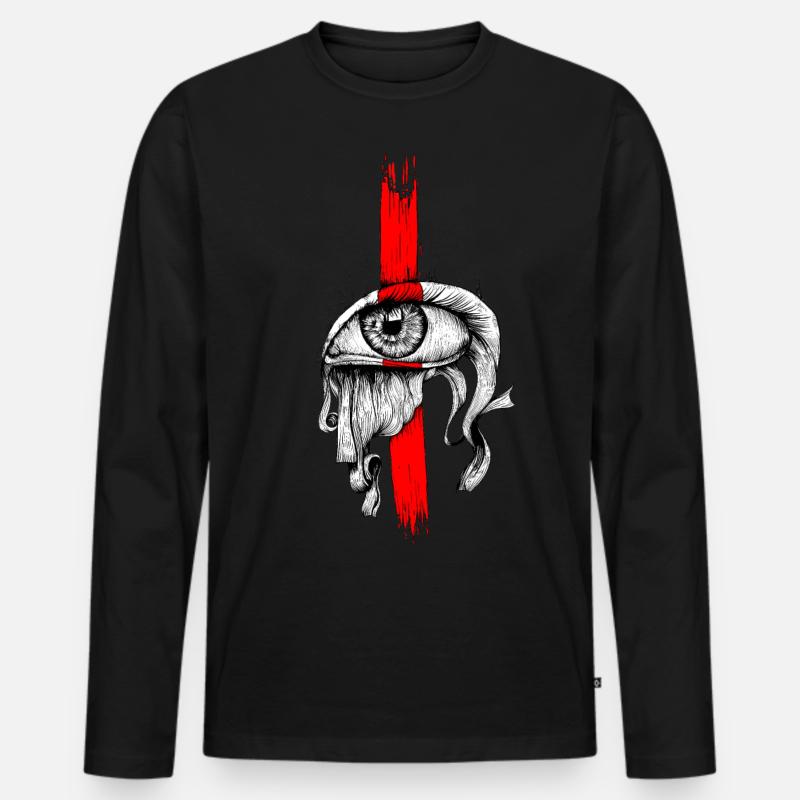 Rot eingefärbtes Auge - Männer Premium Bio Langarmshirt - Schwarz