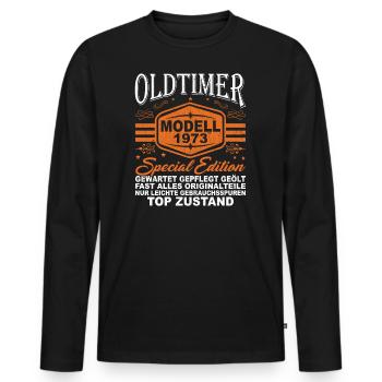 Modèle de voitures anciennes 1973 - 48e anniversaire - T-shirt manches longues Premium bio Homme - noir - Devant - Nico (187cm)