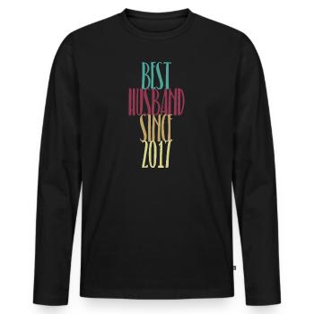 3. Hochzeitstag Jahrestags Geschenk Bester Ehemann - Männer Premium Bio Langarmshirt - Schwarz - Vorne - Nico (187cm)