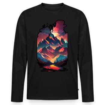 Mountains Minimalism Abstract Forest Animals Retro Trend - Men's Premium Organic Long Sleeve Shirt - black - Front - Nico (187cm)