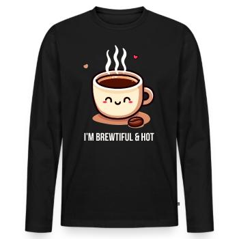 Brewtiful and Hot - Men's Premium Organic Long Sleeve Shirt - black - Front - Nico (187cm)