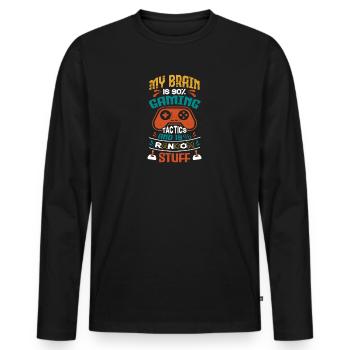 CERVEAU DE JOUEUR - T-shirt manches longues Premium bio Homme - noir - Devant - Nico (187cm)