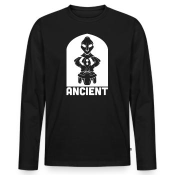 Déesse sur le trône - Hyjnesha në fron - T-shirt manches longues Premium bio Homme - noir - Devant - Nico (187cm)