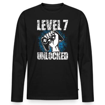 Level 7 Complete Geburtstagsgeschenk 7 Jahre Gamer - Männer Premium Bio Langarmshirt - Schwarz - Vorne - Nico (187cm)