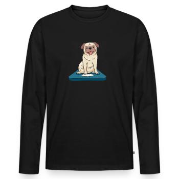 Help my dog or pug is overweight - Men's Premium Organic Long Sleeve Shirt - black - Front - Nico (187cm)