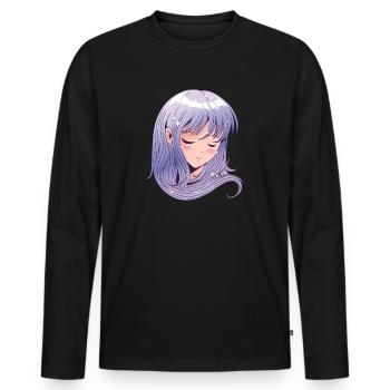Anime Head Girl - T-shirt manches longues Premium bio Homme - noir - Devant - Nico (187cm)